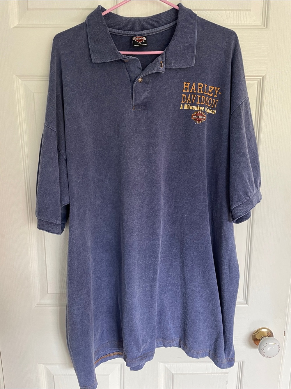 Harley-Davidson Vintage Navy Blue Polo with Gold Logo